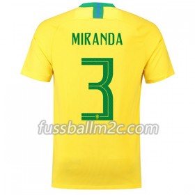 Fußballtrikots Brasilien Miranda 3 Heim Trikotsatz WM 2018